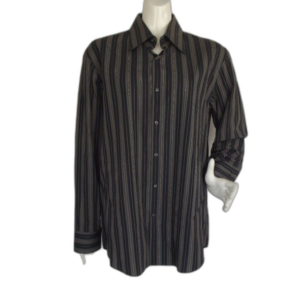 HUGO BOSS Shirt, 17/34-35, Dark Stripes, Long sleeves, Standard collar - Picture 1 of 13